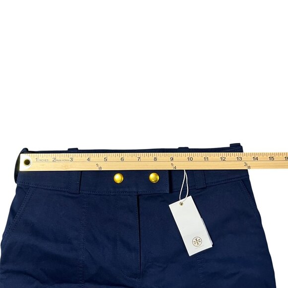 Tory Burch Maddie Pant Navy Blue Womens Sz 0 Wide Leg Cotton Blend Career Pants - Picture 7 of 16